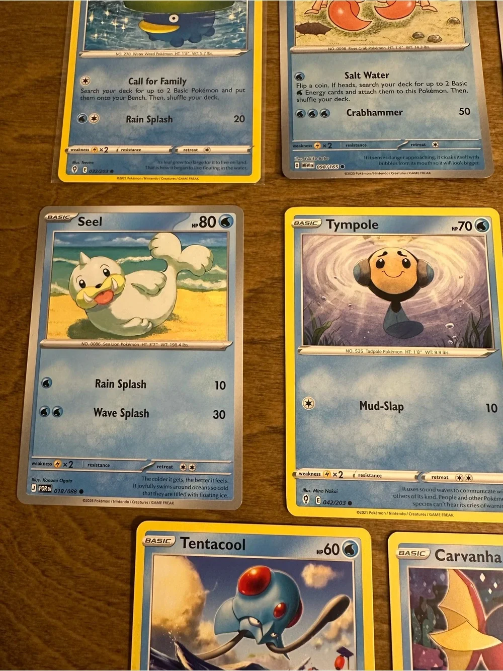 Lot of 8 Pokemon Cards Water Type